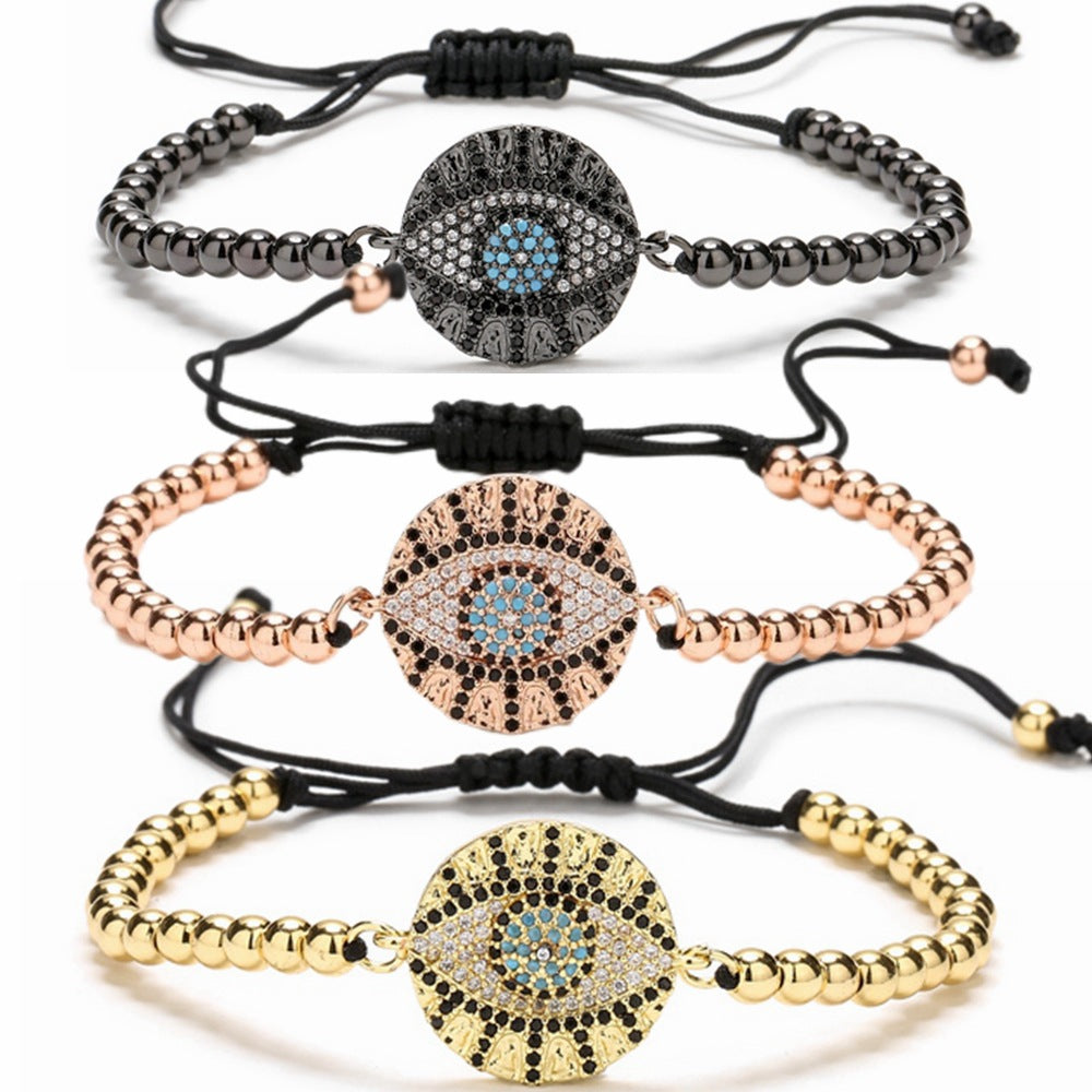 Pulsera de cobre de forma geométrica de ojo demonio al por mayor